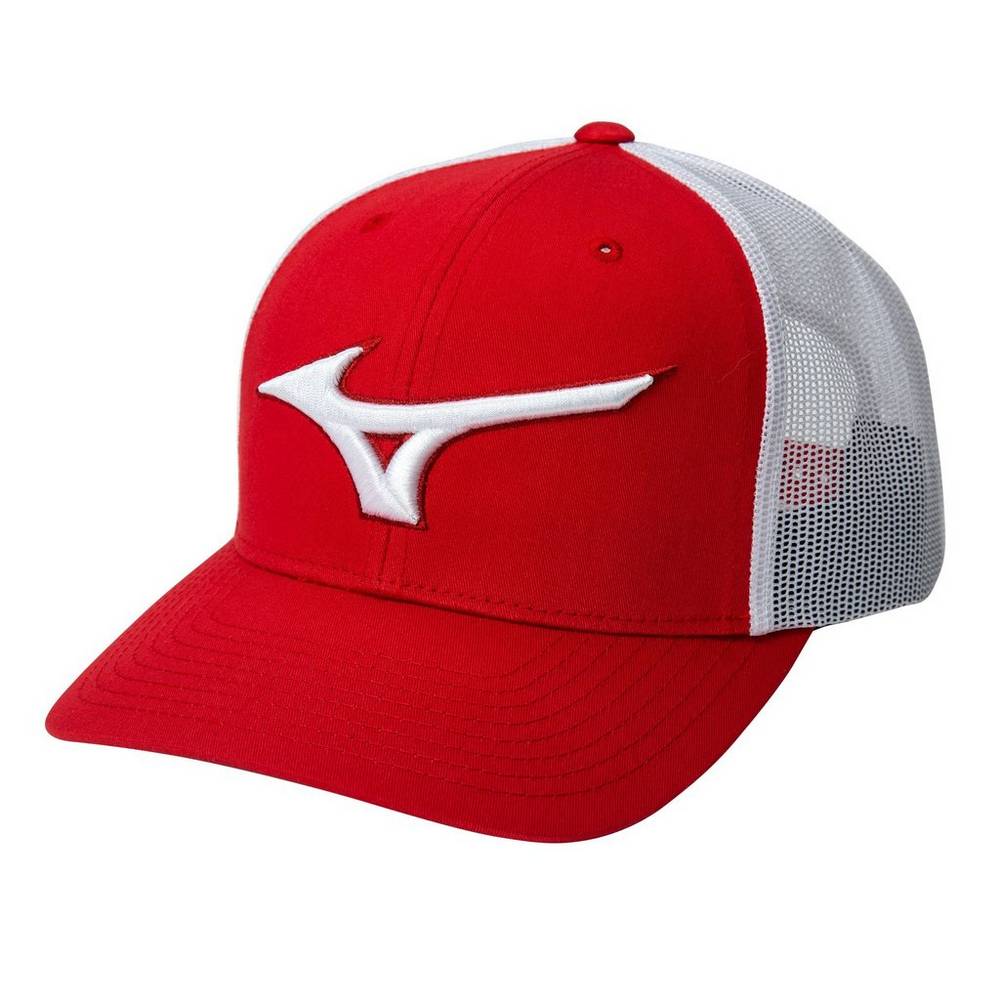 Mens Mizuno Diamond Trucker Baseball Hat Red/White Philippines (OEZPSF753)